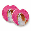 Pink English Toy Spaniel Set of 2 Cup Holder Car Coasters Absorbent Round Sandstone Coasters Gifts for Men or Women, 2.5, Multicolor