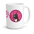 Pink Brindle Cropped Eared Boxer Ceramic Coffee Mug 15 oz Decorative Large C Handle Mug Cup for Tea, Cocoa Hot Chocolate