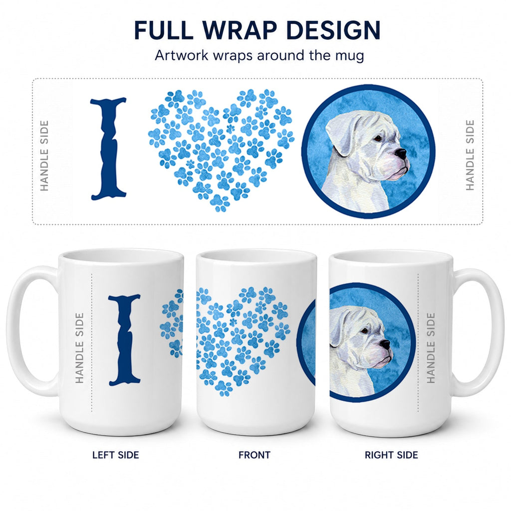 Blue White Natural Eared Boxer Ceramic Coffee Mug 15 oz Decorative Large C Handle Mug Cup for Tea, Cocoa Hot Chocolate