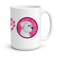 Pink White Natural Eared Boxer Ceramic Coffee Mug 15 oz Decorative Large C Handle Mug Cup for Tea, Cocoa Hot Chocolate