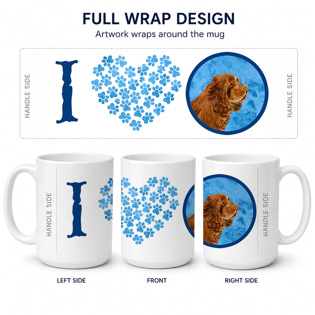 Blue Sussex Spaniel Ceramic Coffee Mug 15 oz Decorative Large C Handle Mug Cup for Tea, Cocoa Hot Chocolate