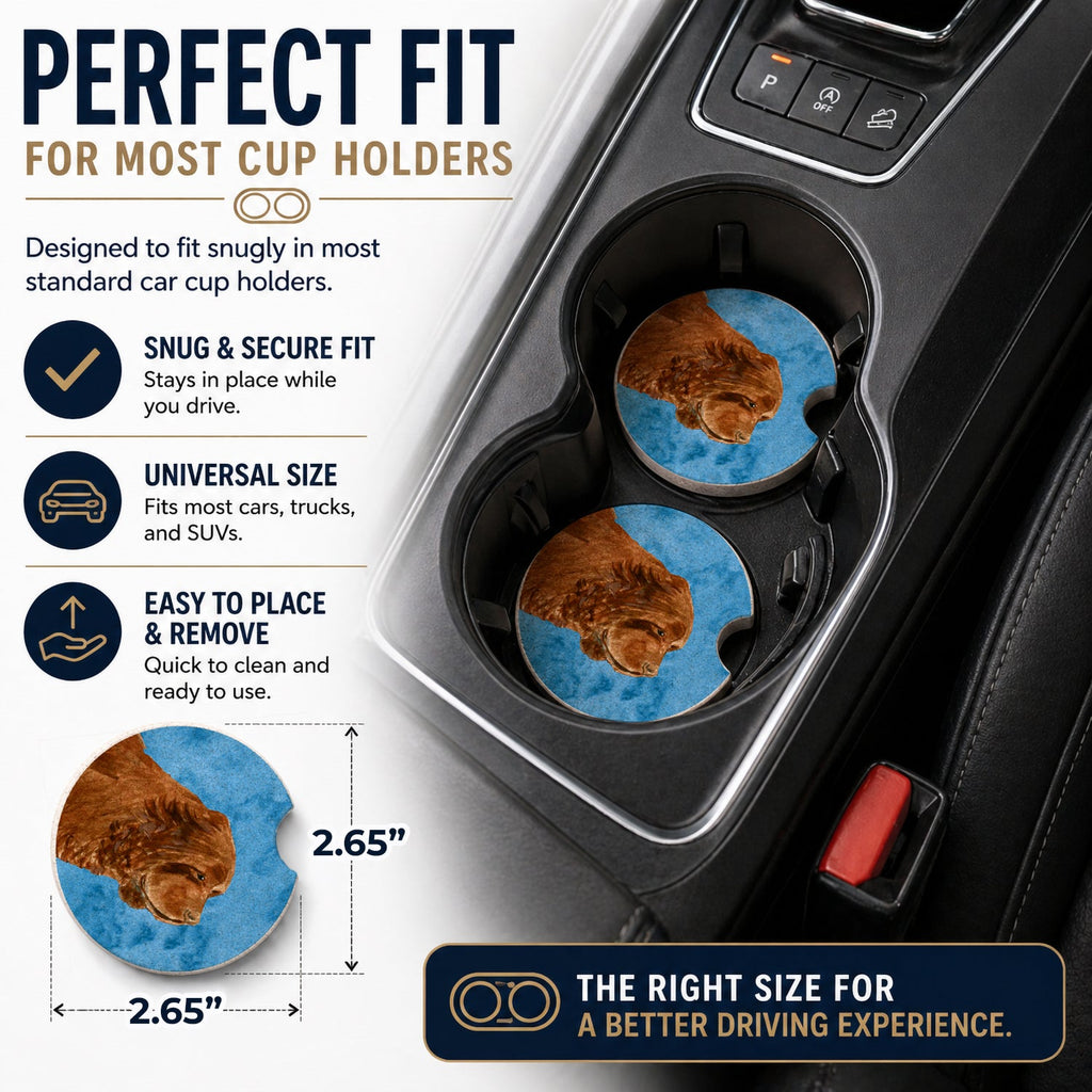Blue Sussex Spaniel Set of 2 Cup Holder Car Coasters Absorbent Round Sandstone Coasters Gifts for Men or Women, 2.5, Multicolor