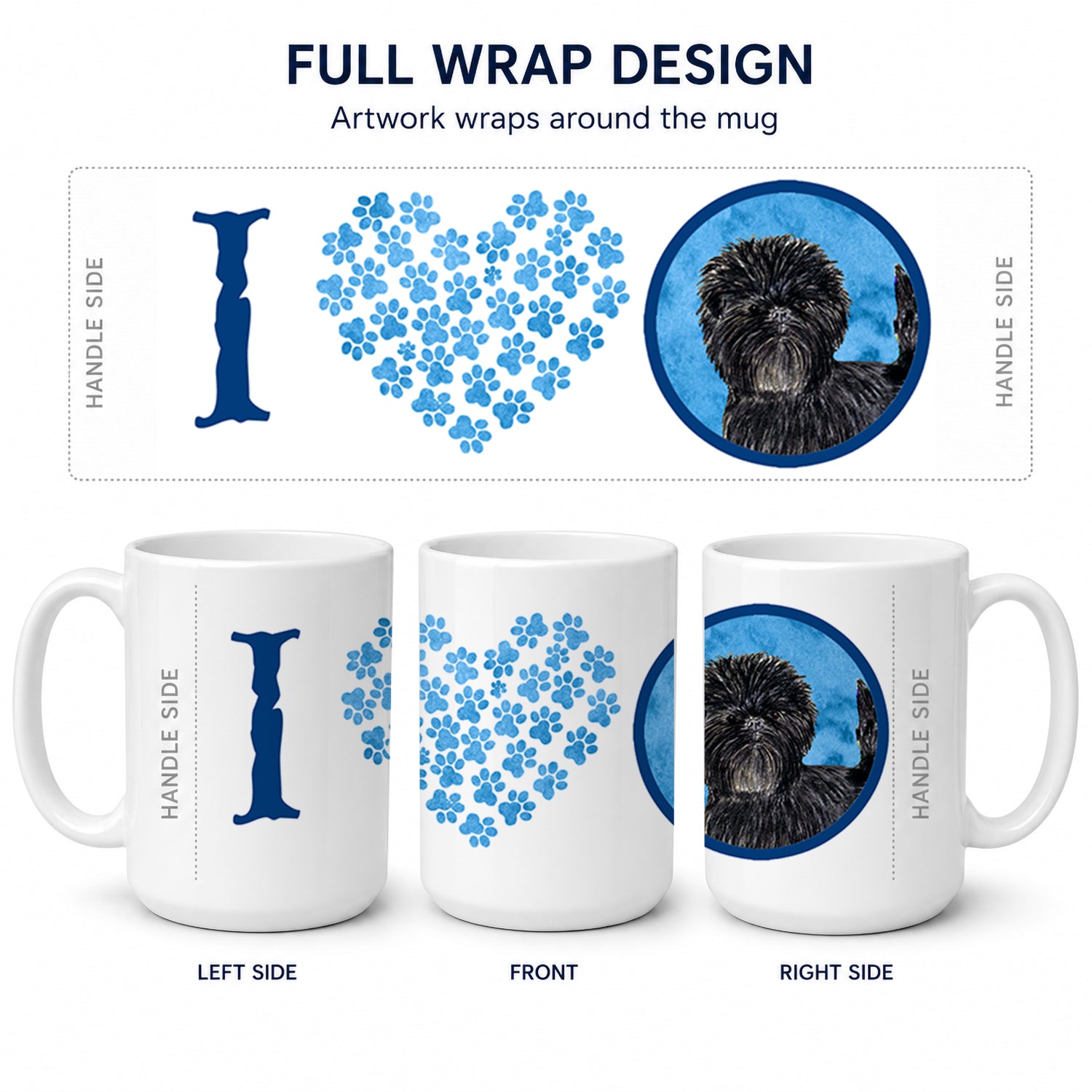 Blue Affenpinscher Ceramic Coffee Mug 15 oz Decorative Large C Handle Mug Cup for Tea, Cocoa Hot Chocolate