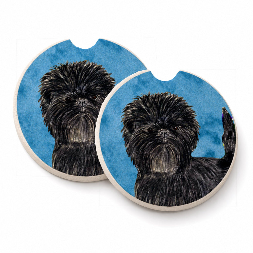 Blue Affenpinscher Set of 2 Cup Holder Car Coasters Absorbent Round Sandstone Coasters Gifts for Men or Women, 2.5, Multicolor