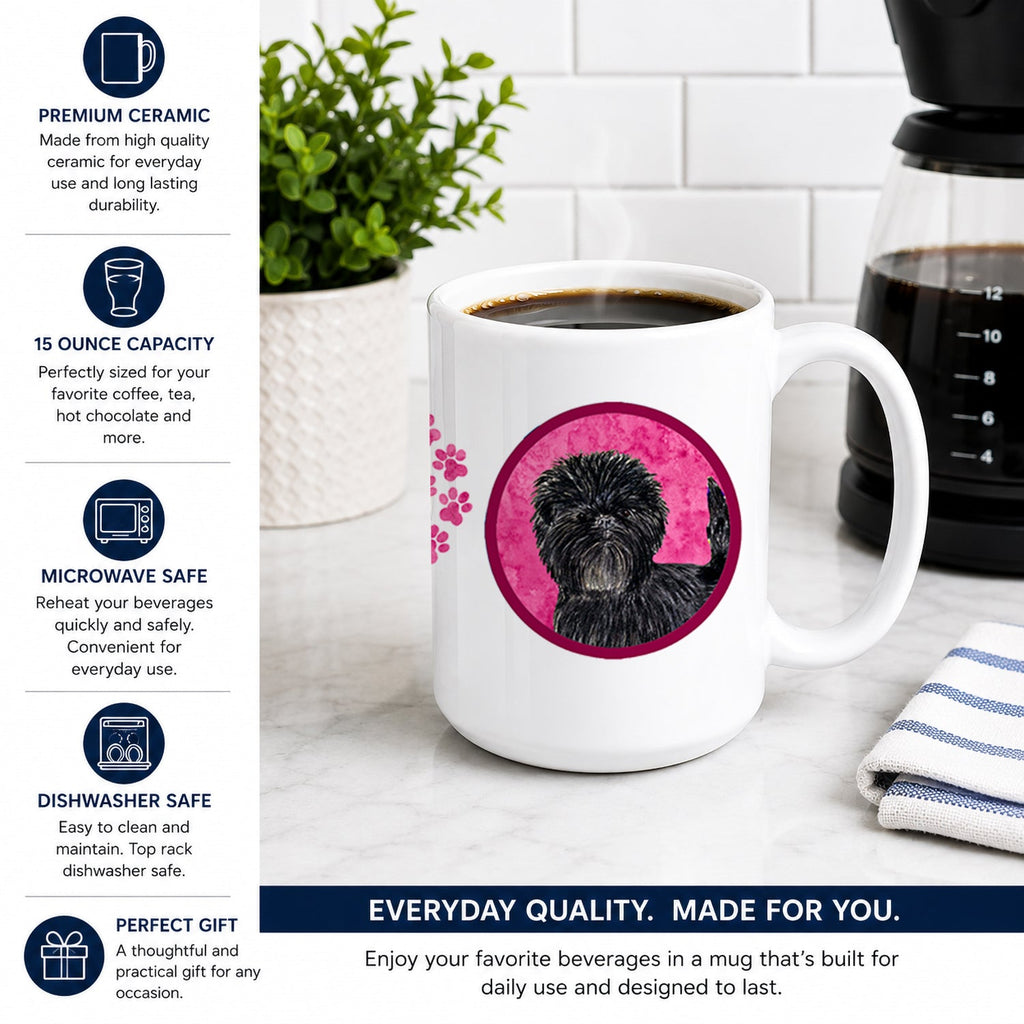 Pink Affenpinscher Ceramic Coffee Mug 15 oz Decorative Large C Handle Mug Cup for Tea, Cocoa Hot Chocolate