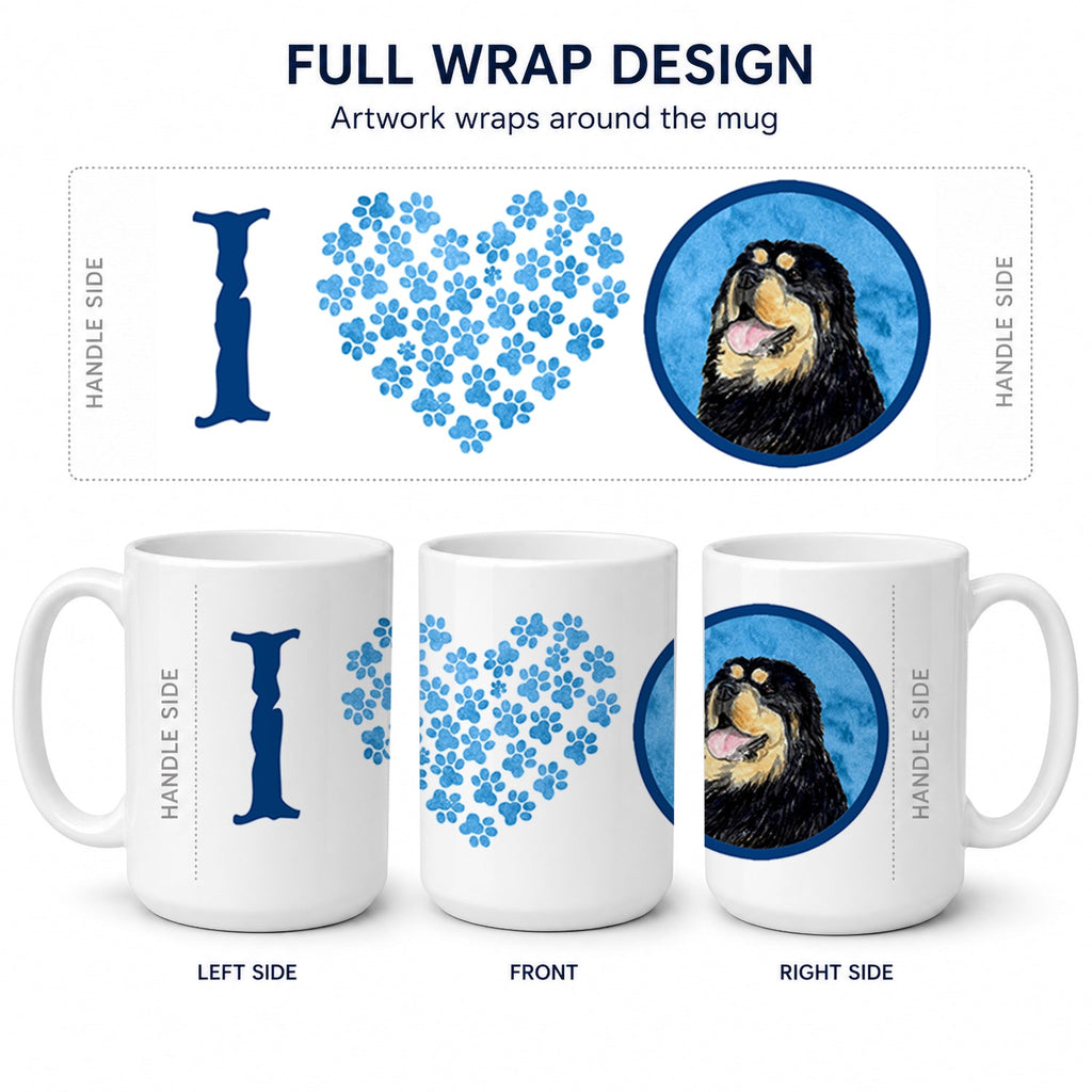 Blue Tibetan Mastiff Ceramic Coffee Mug 15 oz Decorative Large C Handle Mug Cup for Tea, Cocoa Hot Chocolate