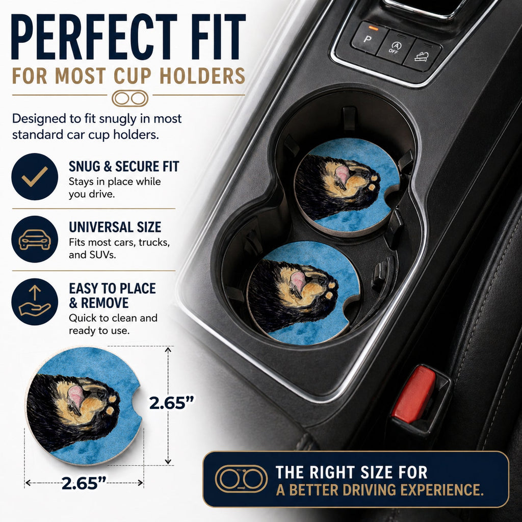 Blue Tibetan Mastiff Set of 2 Cup Holder Car Coasters Absorbent Round Sandstone Coasters Gifts for Men or Women, 2.5, Multicolor