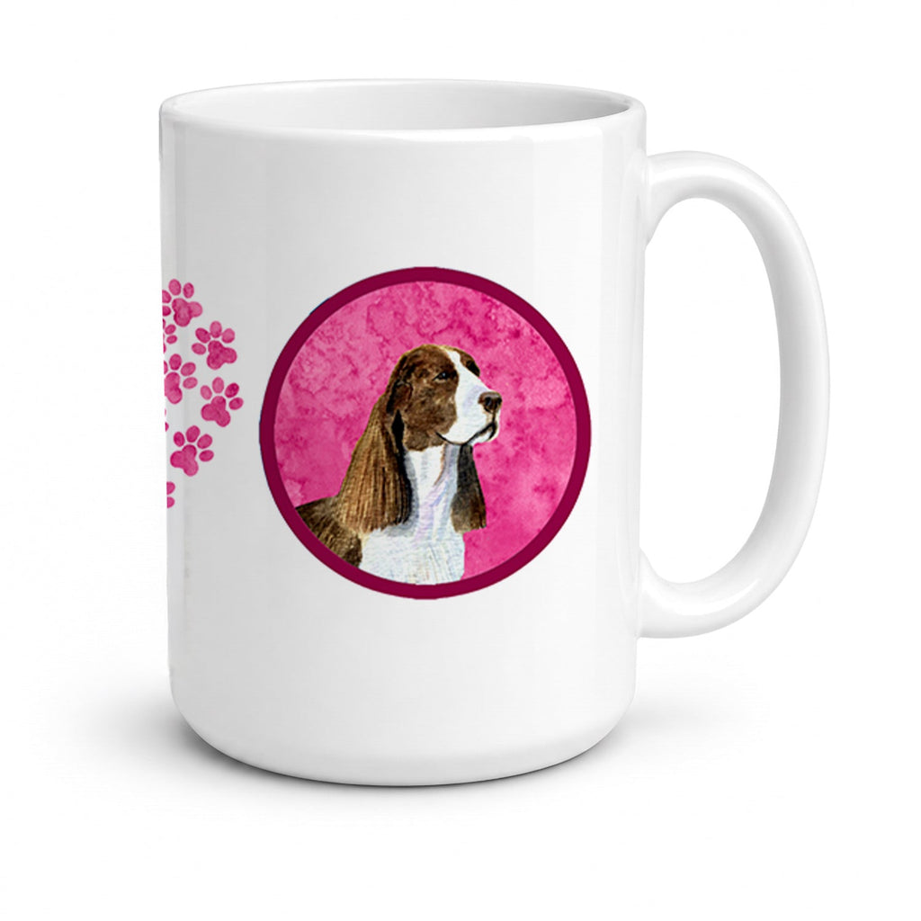 Pink Springer Spaniel Ceramic Coffee Mug 15 oz Decorative Large C Handle Mug Cup for Tea, Cocoa Hot Chocolate