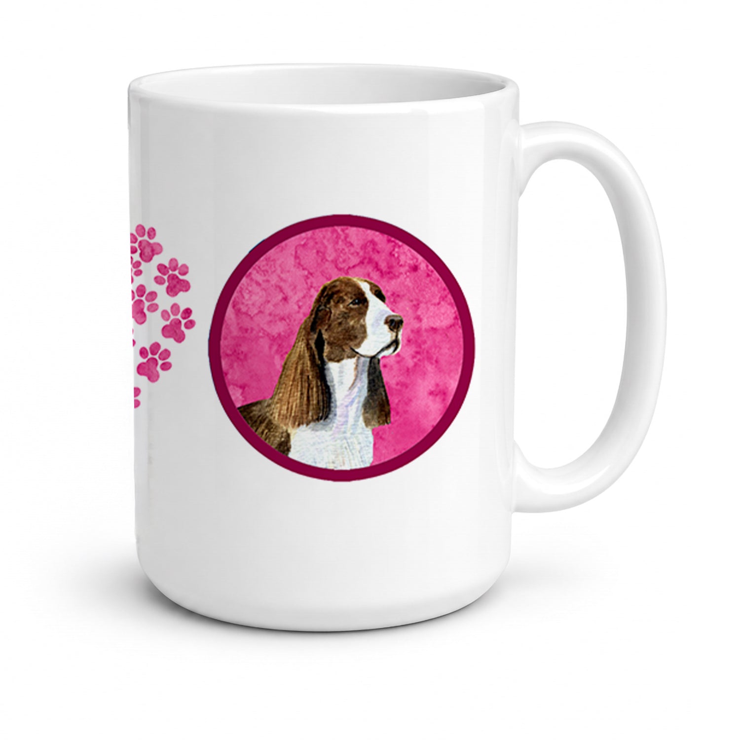 Pink Springer Spaniel Ceramic Coffee Mug 15 oz Decorative Large C Handle Mug Cup for Tea, Cocoa Hot Chocolate
