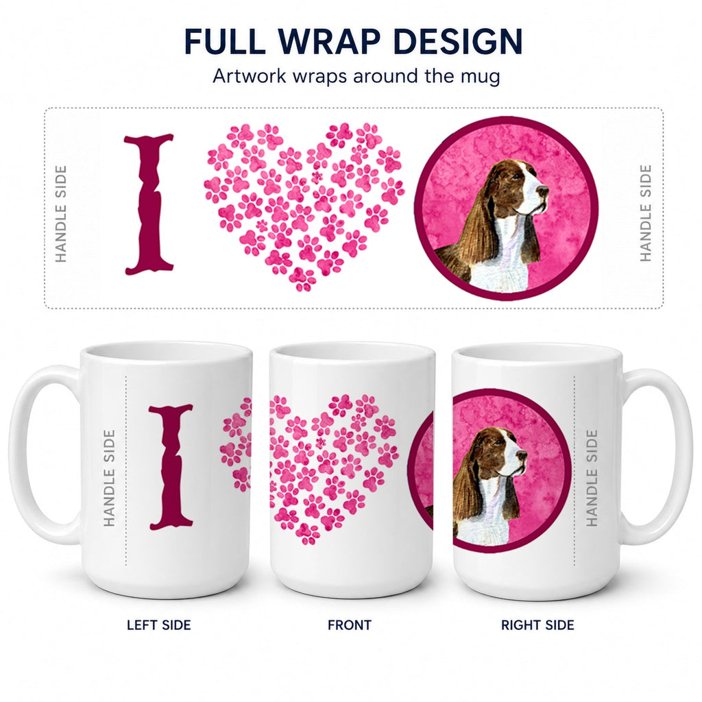Pink Springer Spaniel Ceramic Coffee Mug 15 oz Decorative Large C Handle Mug Cup for Tea, Cocoa Hot Chocolate