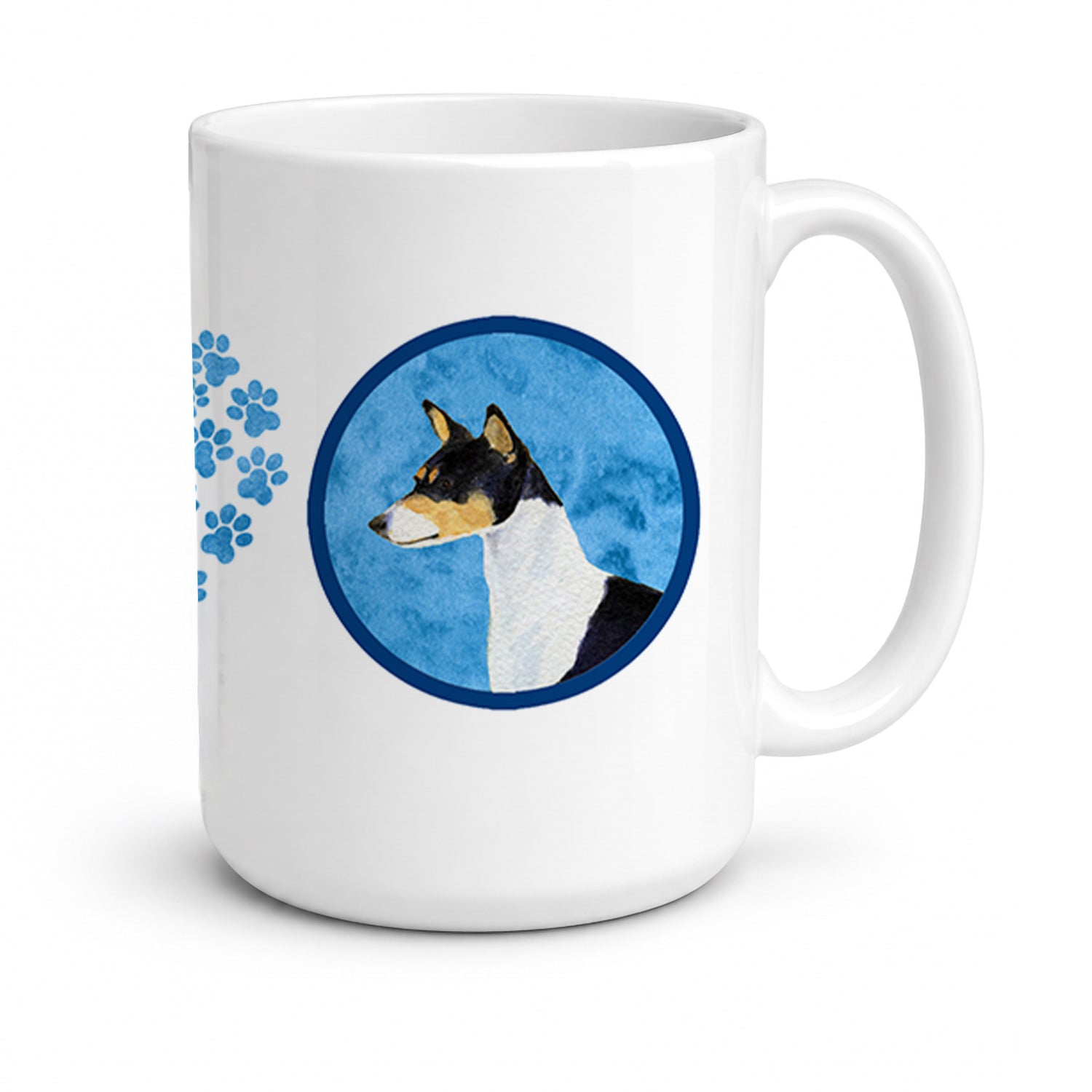 Blue Basenji Ceramic Coffee Mug 15 oz Decorative Large C Handle Mug Cup for Tea, Cocoa Hot Chocolate