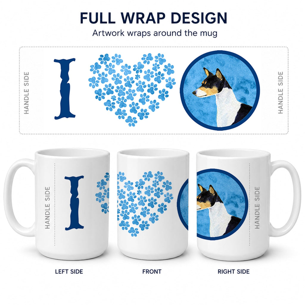 Blue Basenji Ceramic Coffee Mug 15 oz Decorative Large C Handle Mug Cup for Tea, Cocoa Hot Chocolate