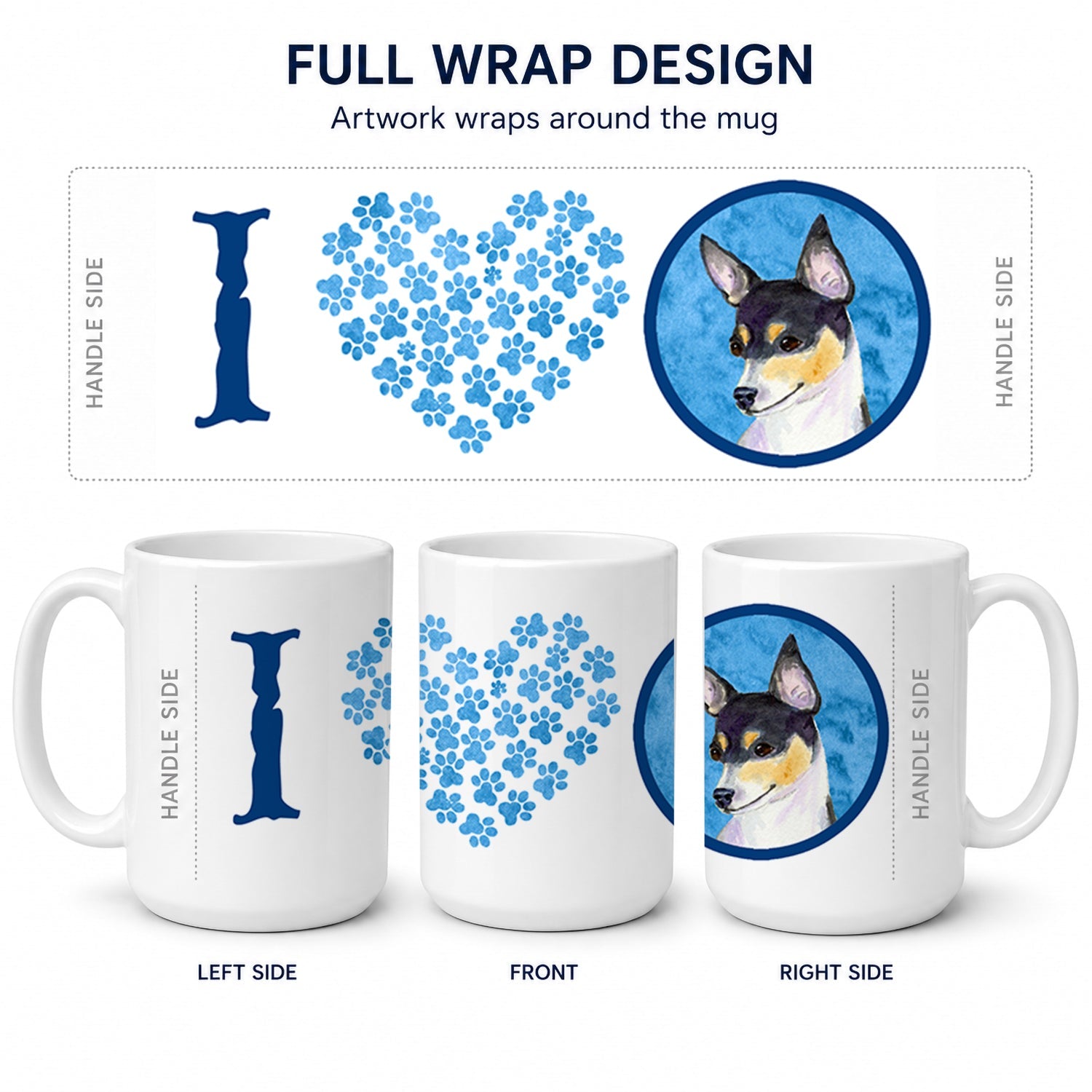 Blue Chihuahua Ceramic Coffee Mug 15 oz Decorative Large C Handle Mug Cup for Tea, Cocoa Hot Chocolate