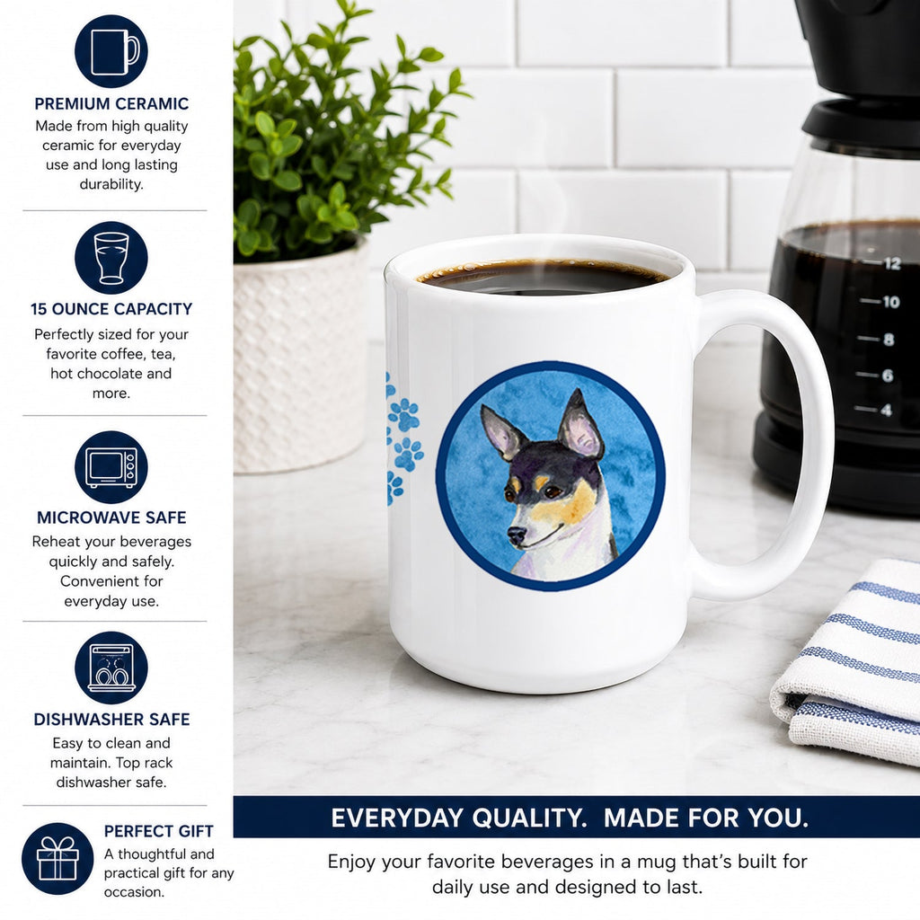 Blue Chihuahua Ceramic Coffee Mug 15 oz Decorative Large C Handle Mug Cup for Tea, Cocoa Hot Chocolate