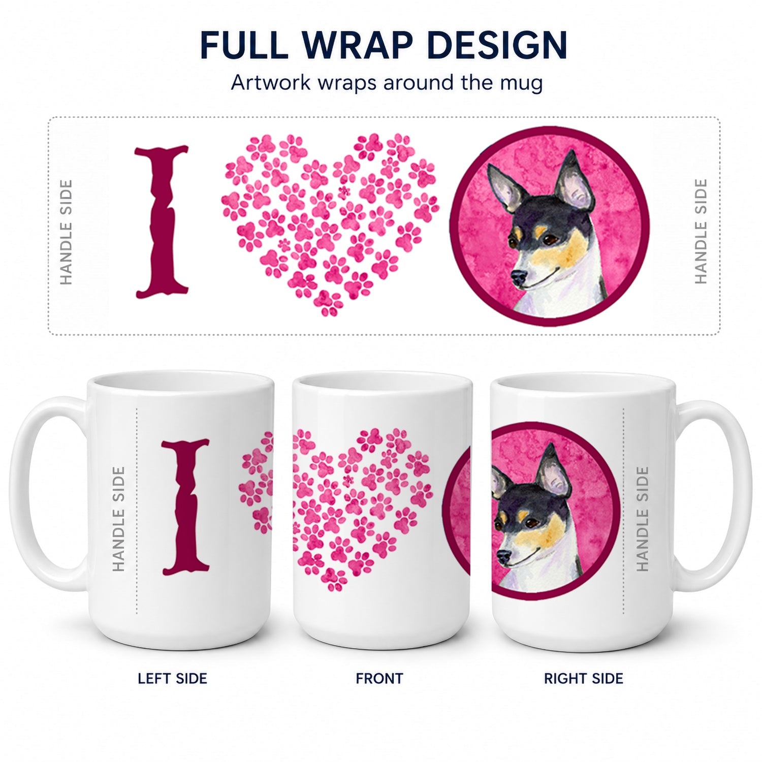 Pink Chihuahua Ceramic Coffee Mug 15 oz Decorative Large C Handle Mug Cup for Tea, Cocoa Hot Chocolate