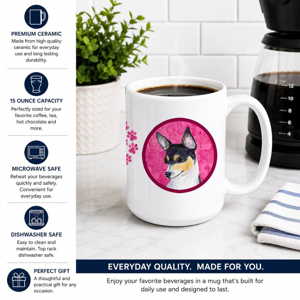 Pink Chihuahua Ceramic Coffee Mug 15 oz Decorative Large C Handle Mug Cup for Tea, Cocoa Hot Chocolate