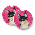 Pink Chihuahua Set of 2 Cup Holder Car Coasters Absorbent Round Sandstone Coasters Gifts for Men or Women, 2.5, Multicolor