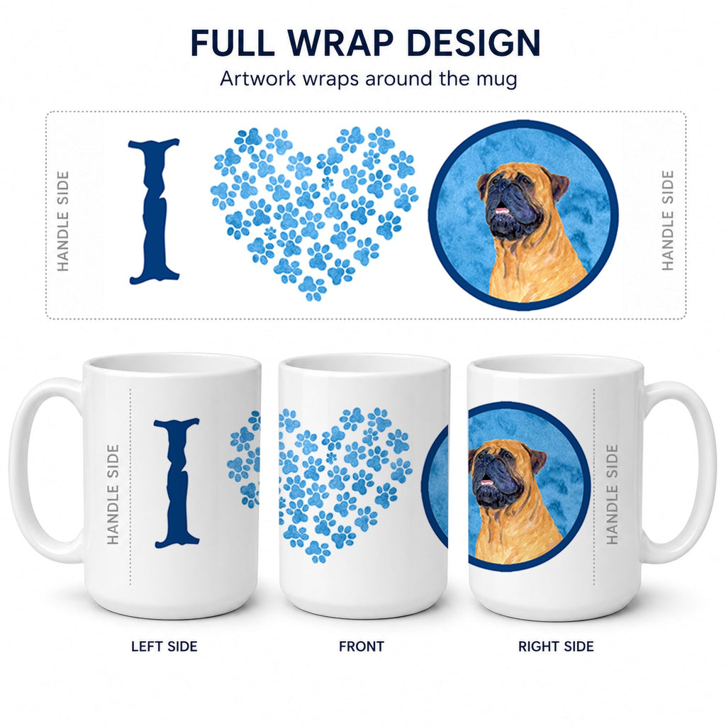 Blue Mastiff Ceramic Coffee Mug 15 oz Decorative Large C Handle Mug Cup for Tea, Cocoa Hot Chocolate
