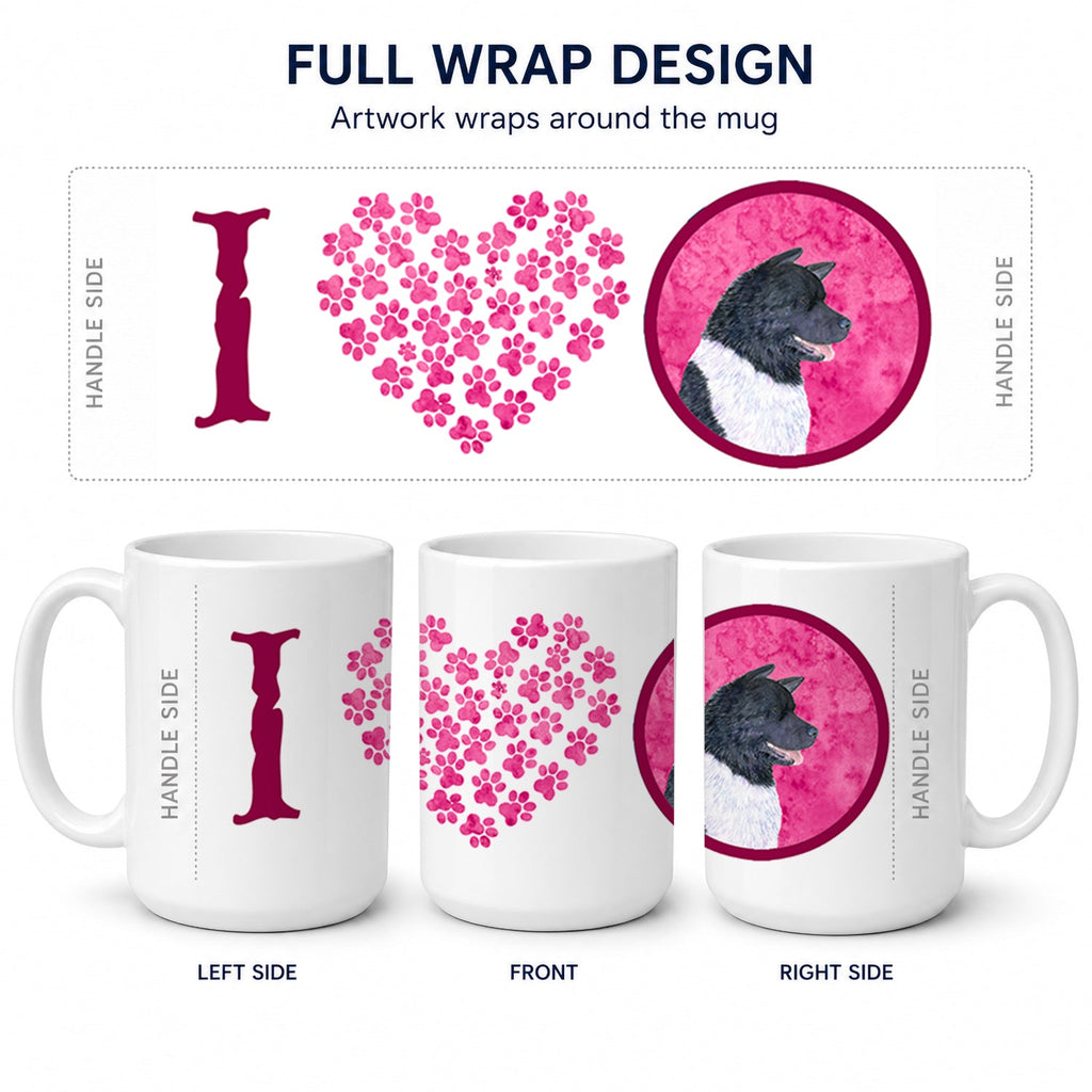 Pink Akita Ceramic Coffee Mug 15 oz Decorative Large C Handle Mug Cup for Tea, Cocoa Hot Chocolate