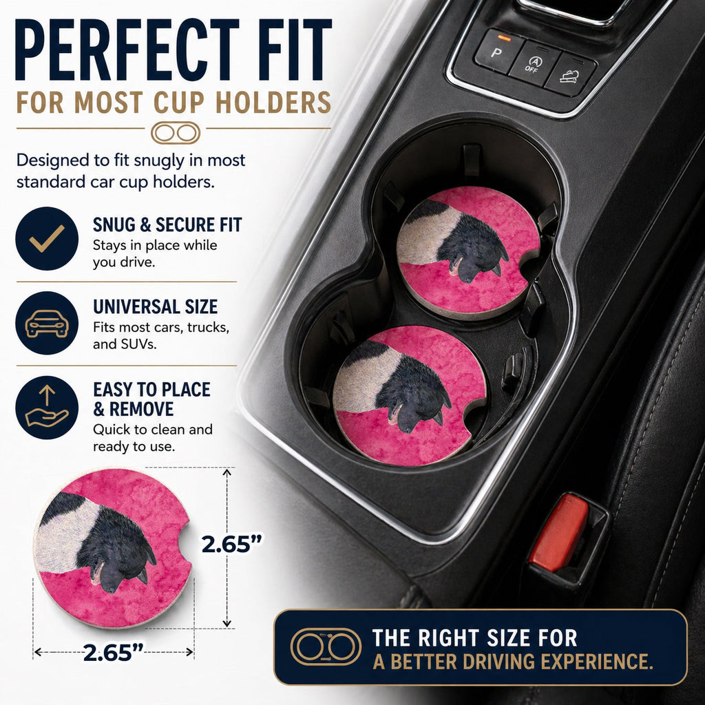 Pink Akita Set of 2 Cup Holder Car Coasters Absorbent Round Sandstone Coasters Gifts for Men or Women, 2.5, Multicolor
