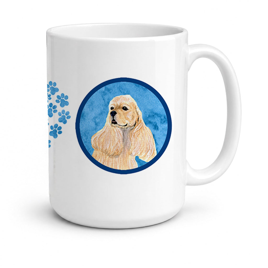 Blue Buff Cocker Spaniel Ceramic Coffee Mug 15 oz Decorative Large C Handle Mug Cup for Tea, Cocoa Hot Chocolate