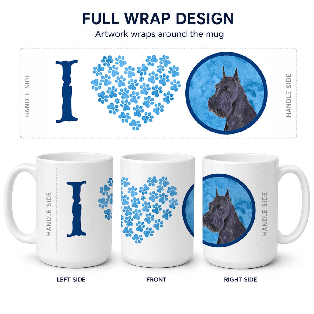 Blue Schnauzer Ceramic Coffee Mug 15 oz Decorative Large C Handle Mug Cup for Tea, Cocoa Hot Chocolate