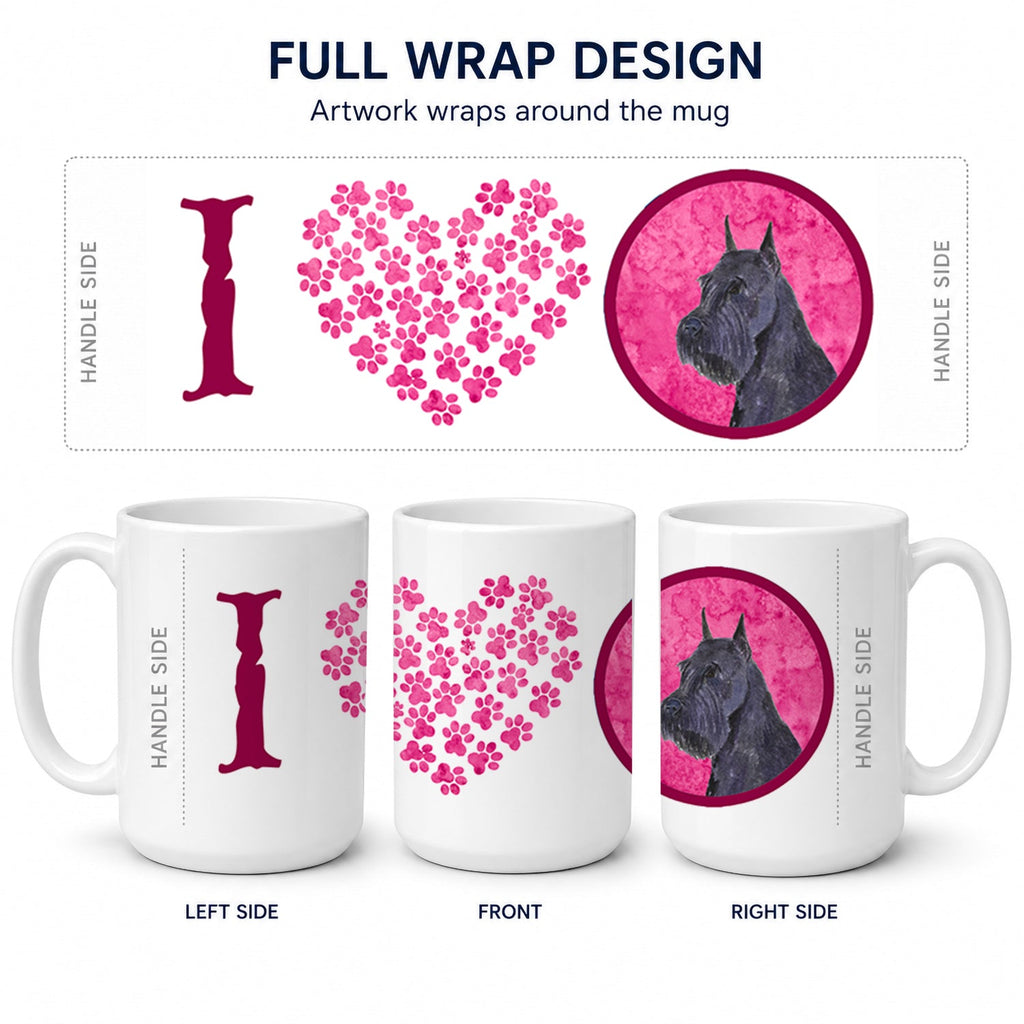 Pink Schnauzer Ceramic Coffee Mug 15 oz Decorative Large C Handle Mug Cup for Tea, Cocoa Hot Chocolate