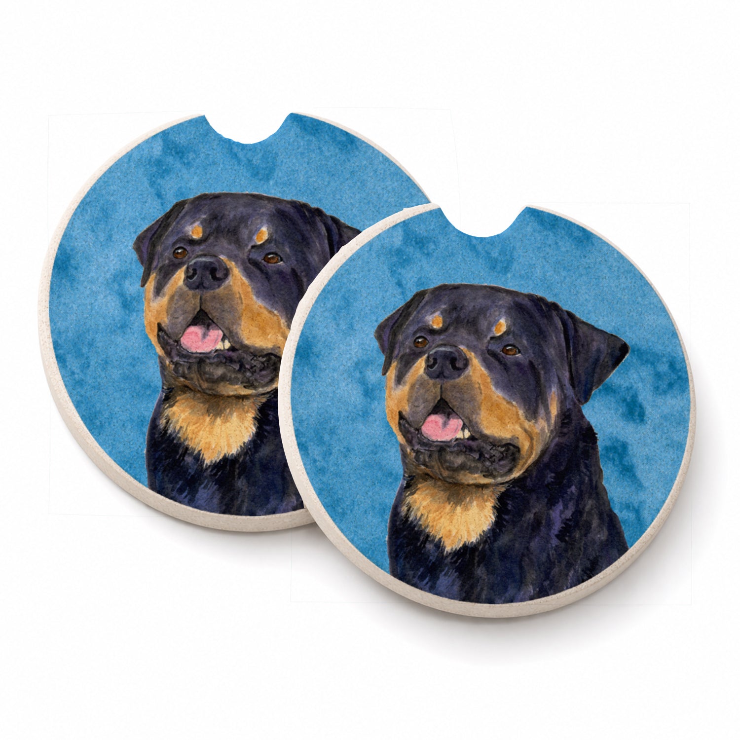 Blue Rottweiler Set of 2 Cup Holder Car Coasters Absorbent Round Sandstone Coasters Gifts for Men or Women, 2.5, Multicolor