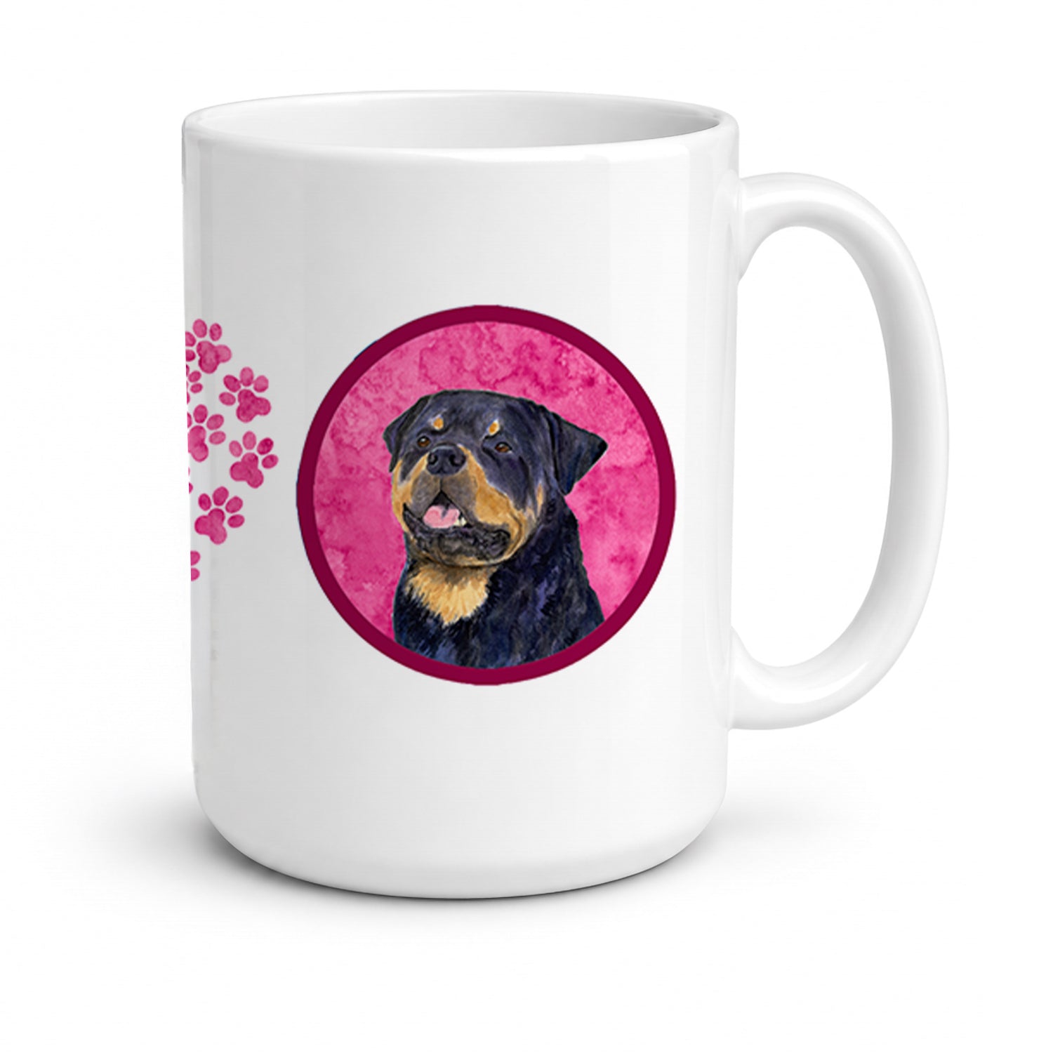 Pink Rottweiler Ceramic Coffee Mug 15 oz Decorative Large C Handle Mug Cup for Tea, Cocoa Hot Chocolate