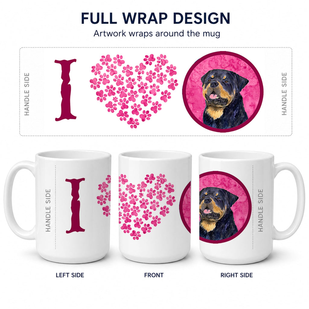 Pink Rottweiler Ceramic Coffee Mug 15 oz Decorative Large C Handle Mug Cup for Tea, Cocoa Hot Chocolate
