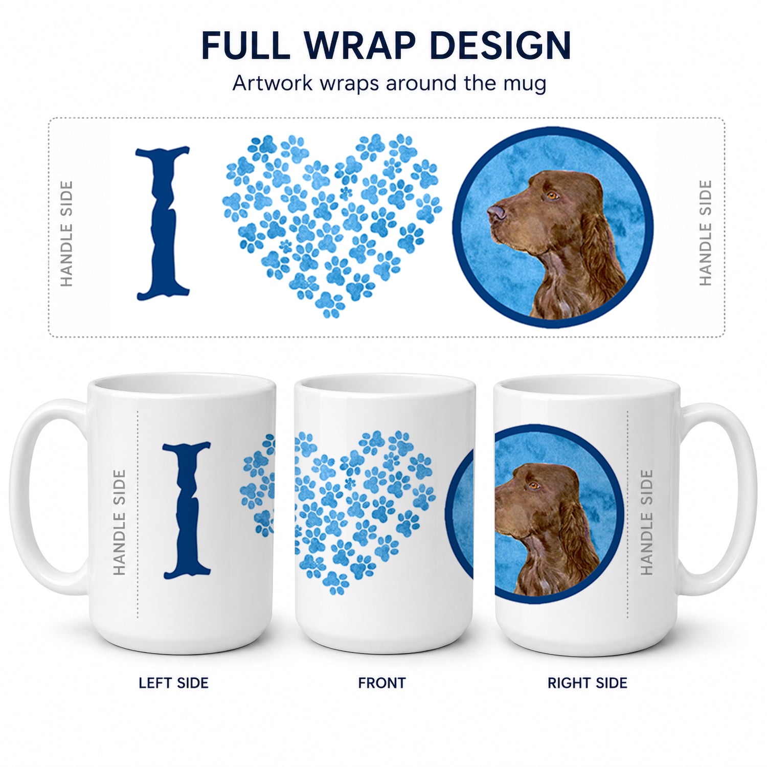 Blue Field Spaniel Ceramic Coffee Mug 15 oz Decorative Large C Handle Mug Cup for Tea, Cocoa Hot Chocolate