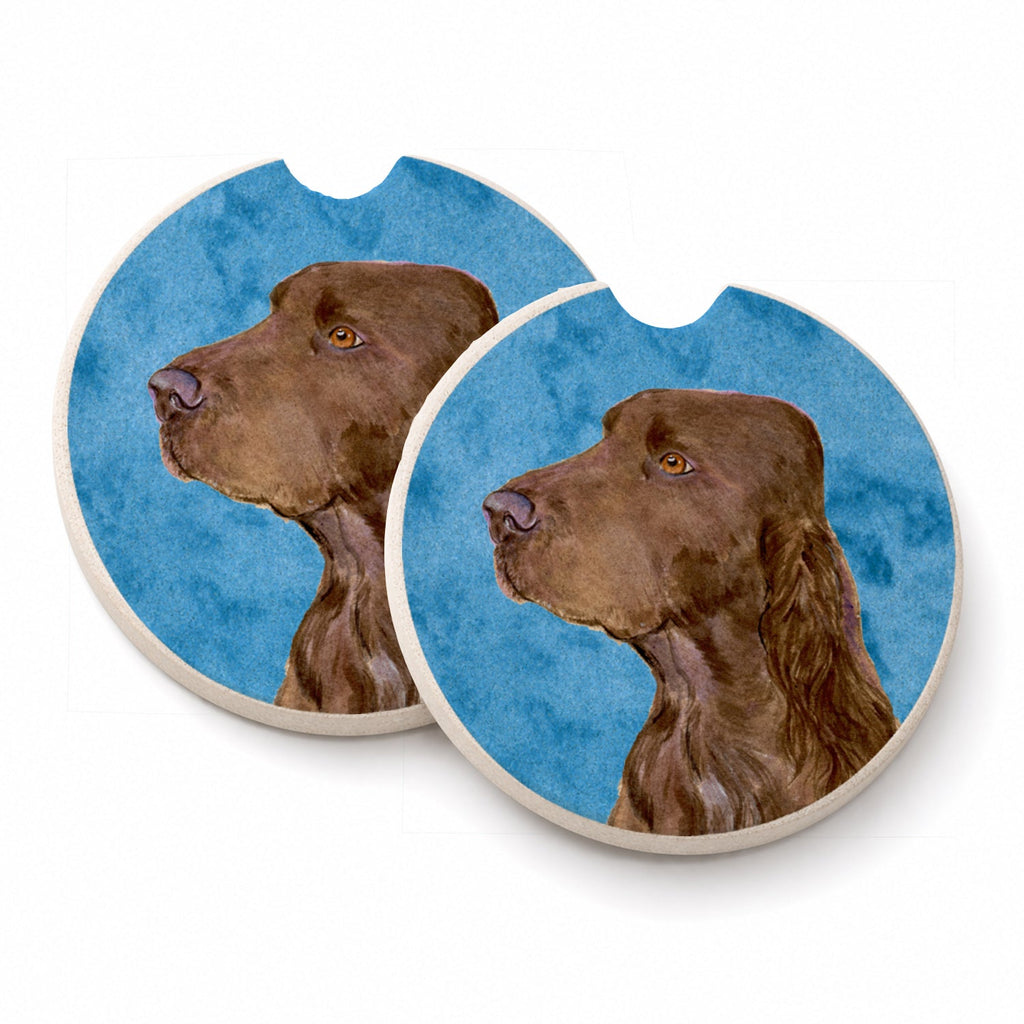 Blue Field Spaniel Set of 2 Cup Holder Car Coasters Absorbent Round Sandstone Coasters Gifts for Men or Women, 2.5, Multicolor