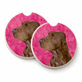 Pink Field Spaniel Set of 2 Cup Holder Car Coasters Absorbent Round Sandstone Coasters Gifts for Men or Women, 2.5, Multicolor
