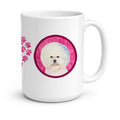 Pink Bichon Frise Ceramic Coffee Mug 15 oz Decorative Large C Handle Mug Cup for Tea, Cocoa Hot Chocolate