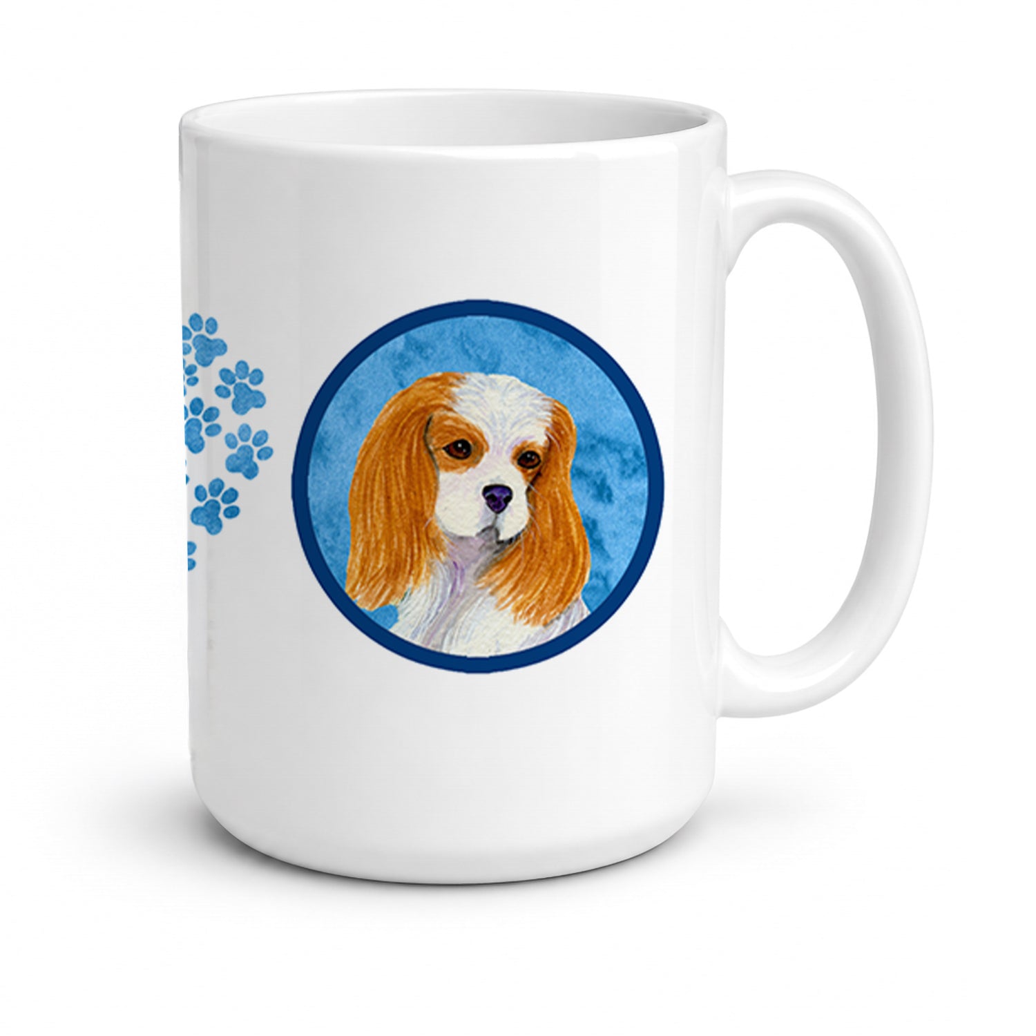 Blue Cavalier Spaniel Ceramic Coffee Mug 15 oz Decorative Large C Handle Mug Cup for Tea, Cocoa Hot Chocolate