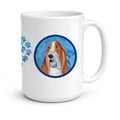 Blue Basset Hound Ceramic Coffee Mug 15 oz Decorative Large C Handle Mug Cup for Tea, Cocoa Hot Chocolate