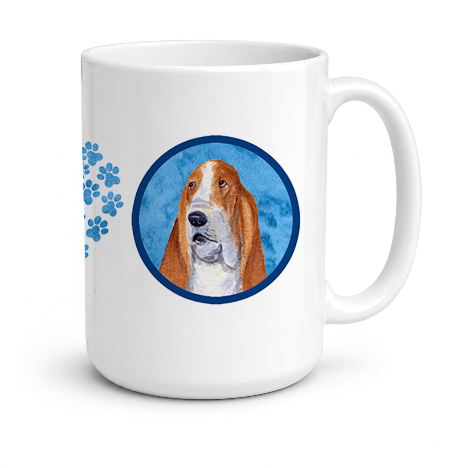 Blue Basset Hound Ceramic Coffee Mug 15 oz Decorative Large C Handle Mug Cup for Tea, Cocoa Hot Chocolate