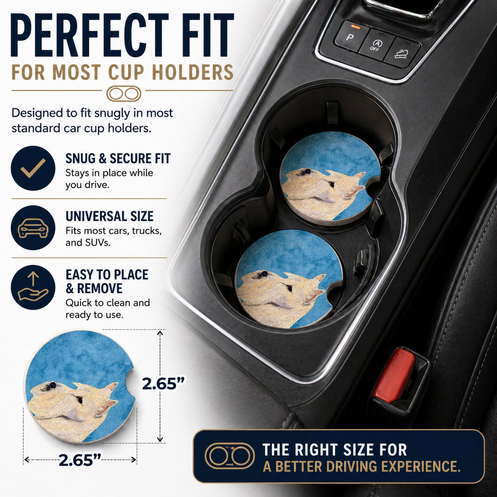 Blue Wheaten Scottish Terrier Set of 2 Cup Holder Car Coasters Absorbent Round Sandstone Coasters Gifts for Men or Women, 2.5, Multicolor