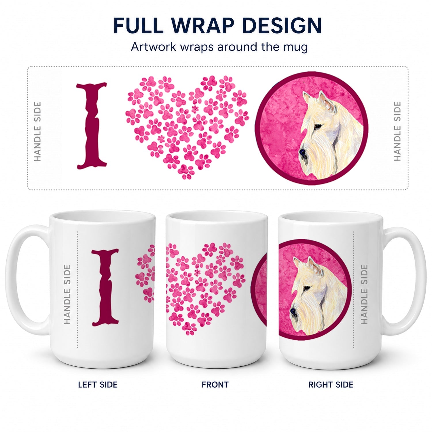 Pink Wheaten Scottish Terrier Ceramic Coffee Mug 15 oz Decorative Large C Handle Mug Cup for Tea, Cocoa Hot Chocolate