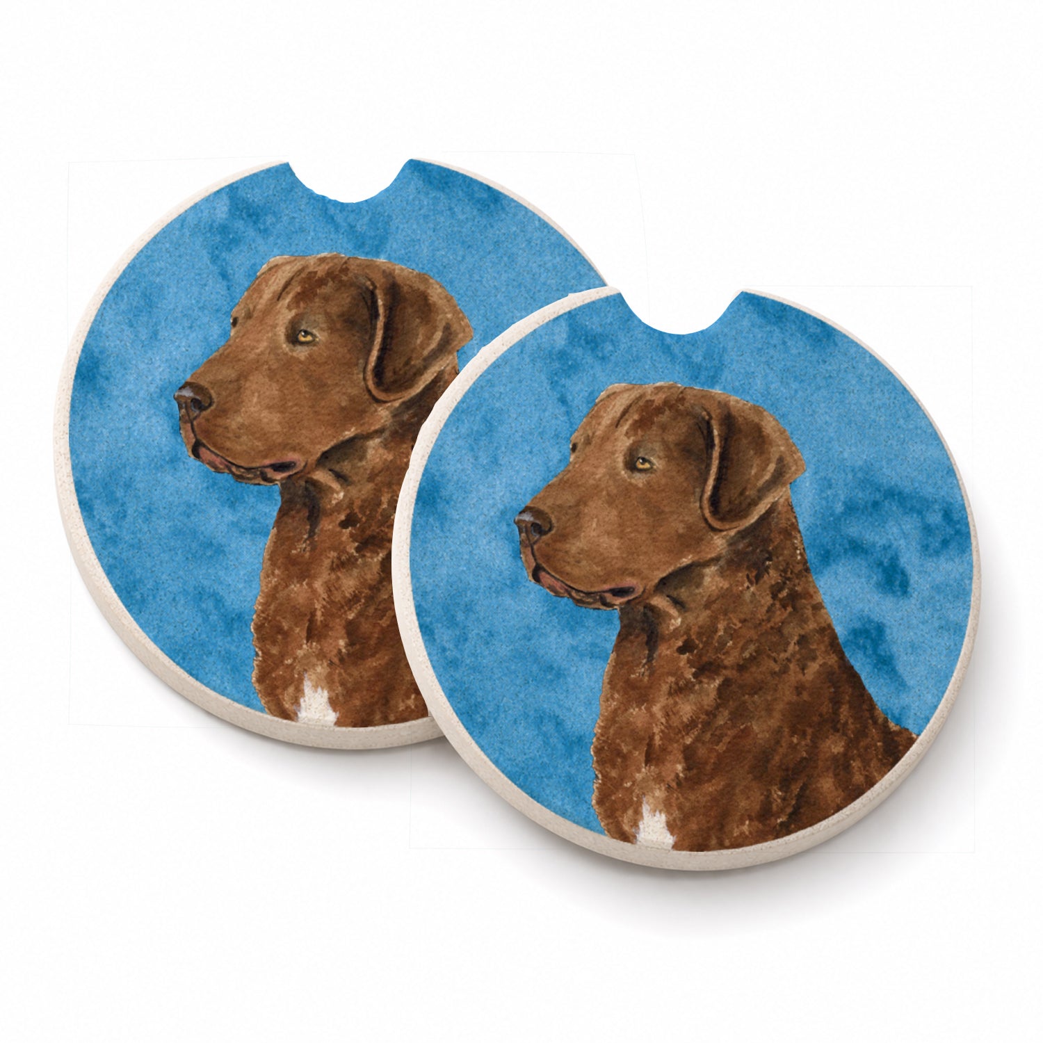 Blue Chesapeake Bay Retriever Set of 2 Cup Holder Car Coasters Absorbent Round Sandstone Coasters Gifts for Men or Women, 2.5, Multicolor