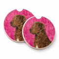 Pink Chesapeake Bay Retriever Set of 2 Cup Holder Car Coasters Absorbent Round Sandstone Coasters Gifts for Men or Women, 2.5, Multicolor