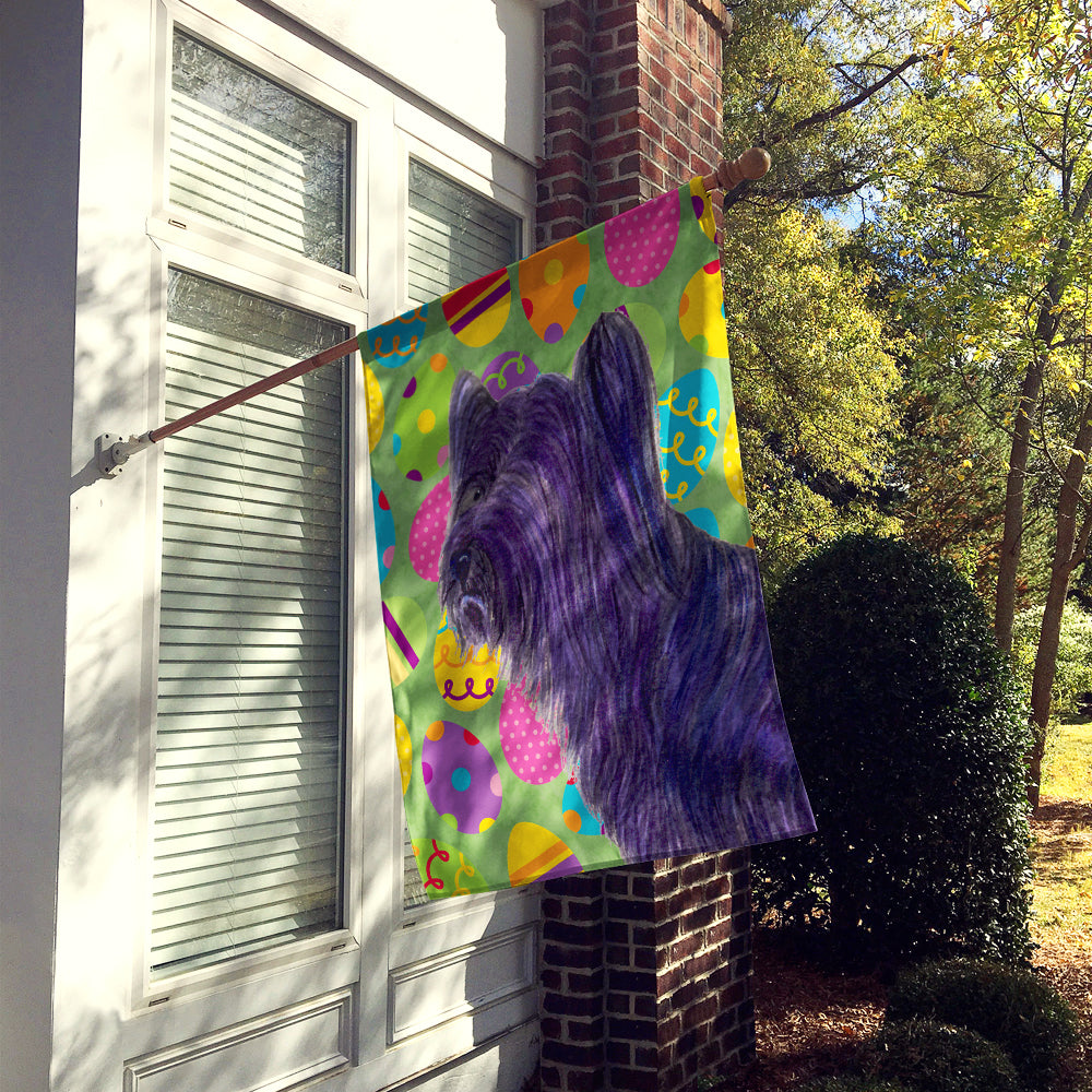 Skye Terrier Easter Eggtravaganza House Flag 28x40 Porch Sleeve Pole Decorative Outside Yard Banner Artwork Wall Hanging, Polyester