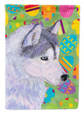 Siberian Husky Easter Eggtravaganza House Flag 28x40 Porch Sleeve Pole Decorative Outside Yard Banner Artwork Wall Hanging, Polyester