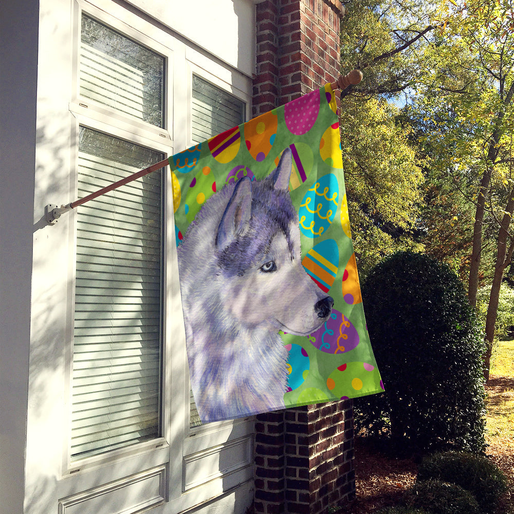 Siberian Husky Easter Eggtravaganza House Flag 28x40 Porch Sleeve Pole Decorative Outside Yard Banner Artwork Wall Hanging, Polyester