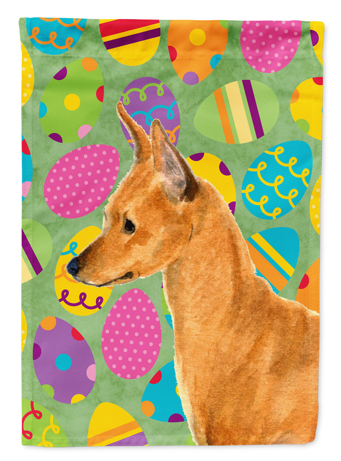 Min Pin Easter Eggtravaganza House Flag 28x40 Porch Sleeve Pole Decorative Outside Yard Banner Artwork Wall Hanging, Polyester