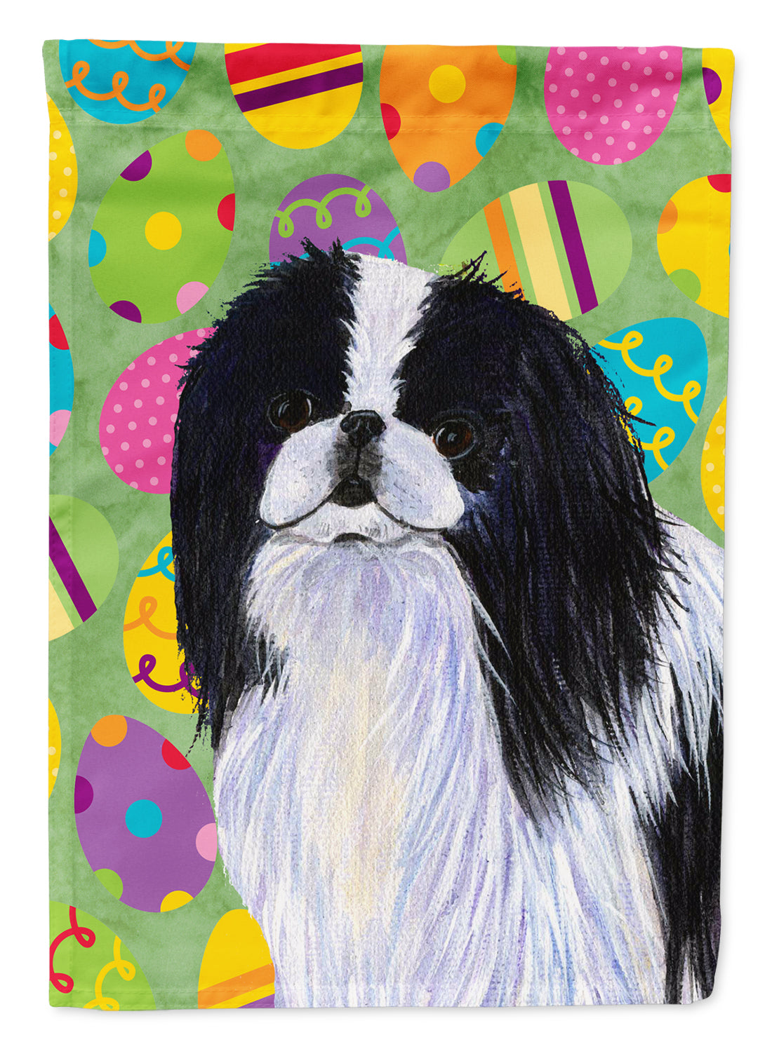 Japanese Chin Easter Eggtravaganza House Flag 28x40 Porch Sleeve Pole Decorative Outside Yard Banner Artwork Wall Hanging, Polyester