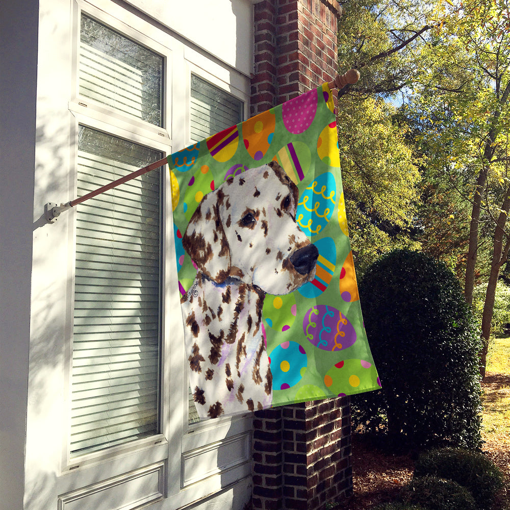 Dalmatian Easter Eggtravaganza House Flag 28x40 Porch Sleeve Pole Decorative Outside Yard Banner Artwork Wall Hanging, Polyester