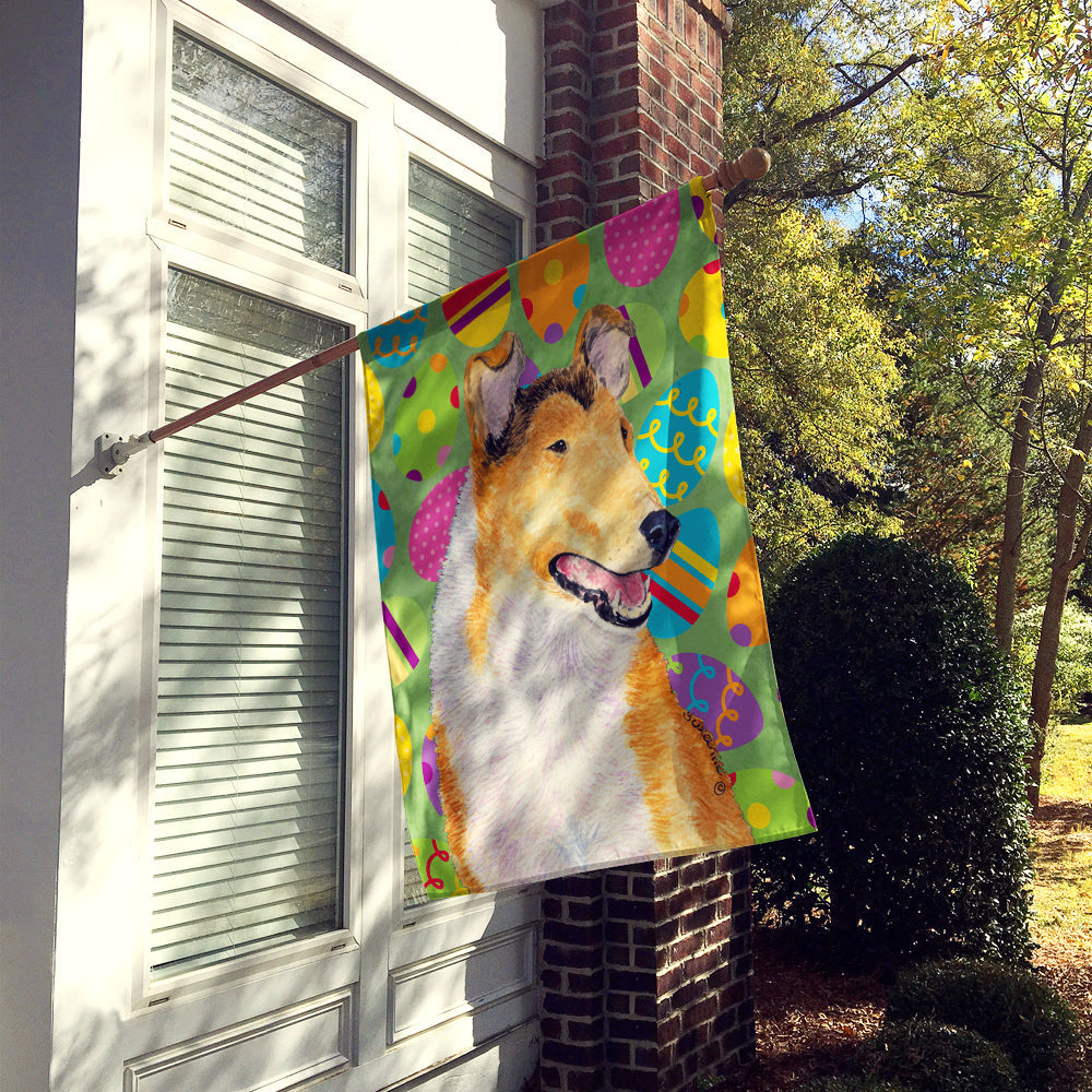 Collie Smooth Easter Eggtravaganza House Flag 28x40 Porch Sleeve Pole Decorative Outside Yard Banner Artwork Wall Hanging, Polyester