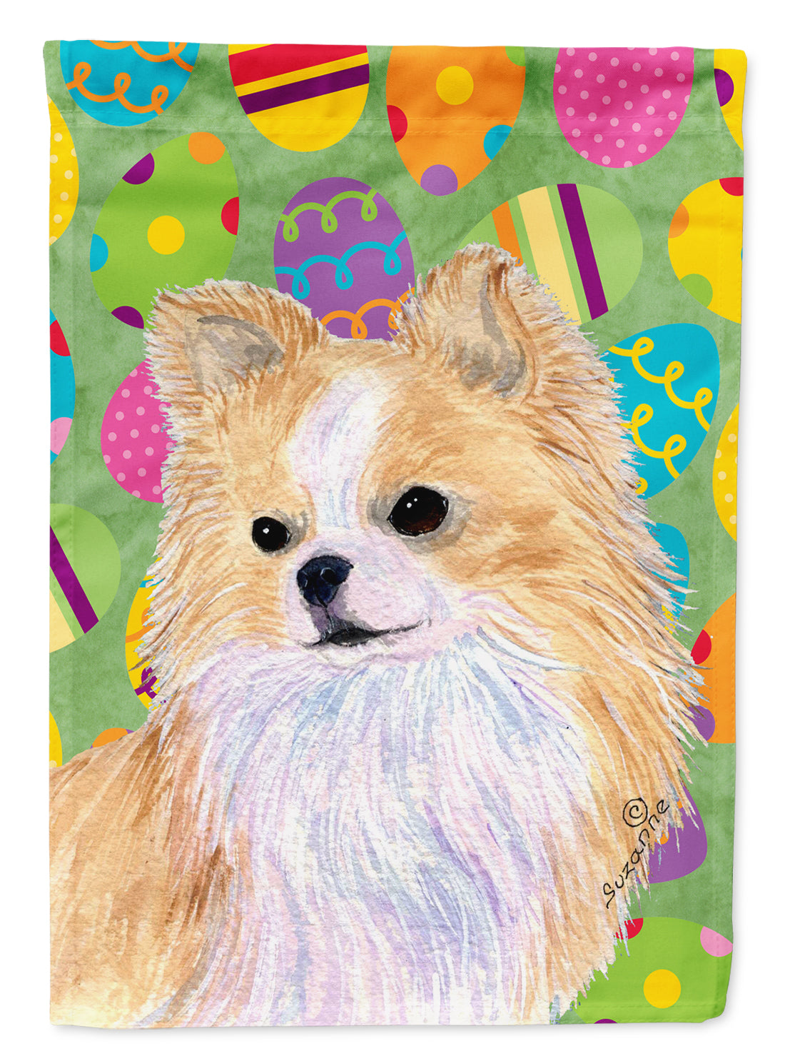 Chihuahua Easter Eggtravaganza House Flag 28x40 Porch Sleeve Pole Decorative Outside Yard Banner Artwork Wall Hanging, Polyester