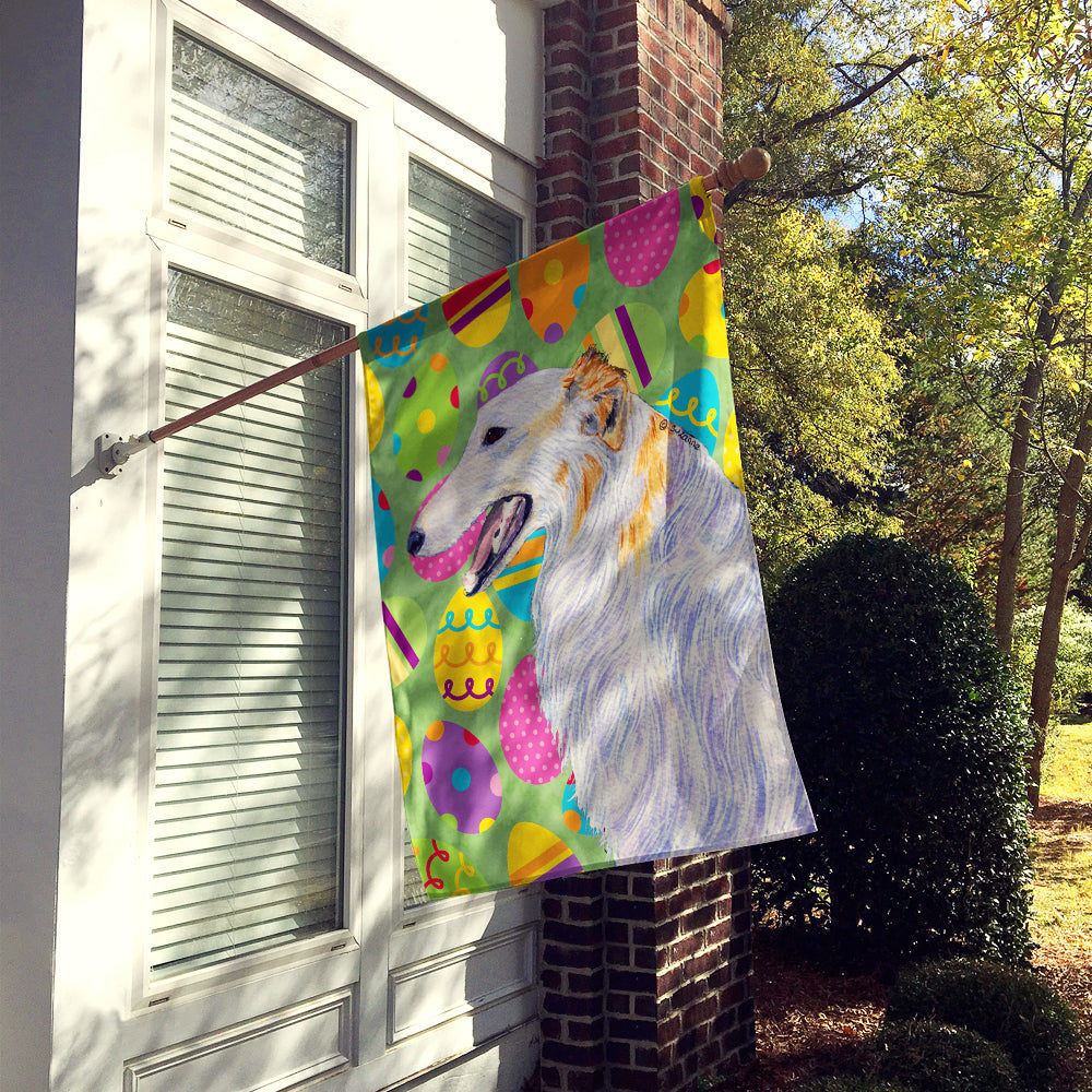 Borzoi Easter Eggtravaganza House Flag 28x40 Porch Sleeve Pole Decorative Outside Yard Banner Artwork Wall Hanging, Polyester